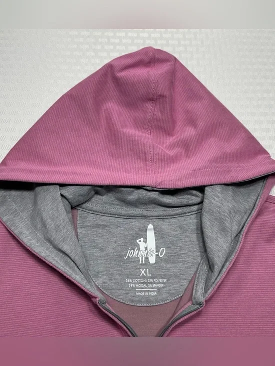 Johnnie-O "Finney" Pink Performance 1/4 Zip Golf Hoodie Men’s XL Spyglass Hill - Picture 7 of 8